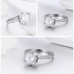 100% 925 Sterling Silver Engagement Ring.